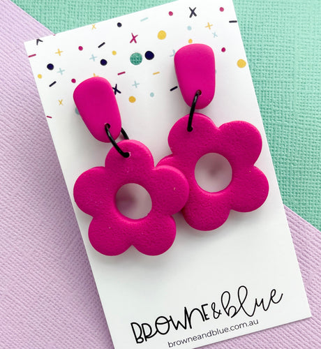 Magenta Bloom Clay Dangles