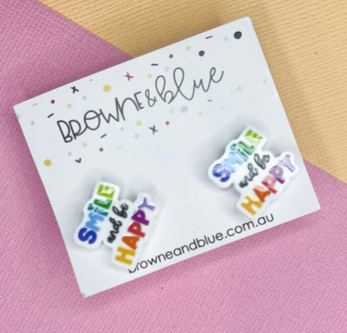 Smile And Be Happy Acrylic Studs