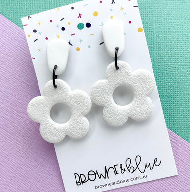 White Bloom Clay Dangles