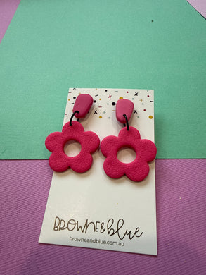 Pink Bloom Clay Dangles