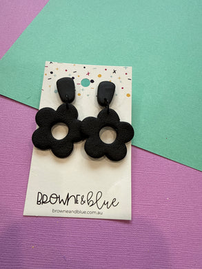 Black Bloom Clay Dangles