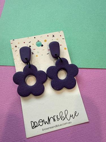 Purple Bloom Clay Dangles