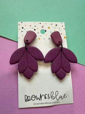 Purple Clay Petal Dangles