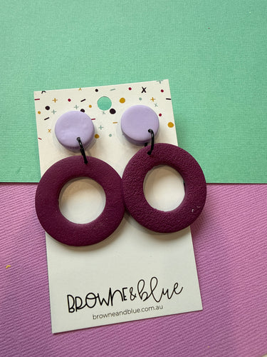 Circular Clay Dangles- Purple