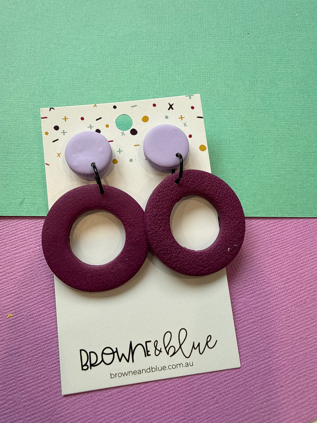 Circular Clay Dangles- Purple
