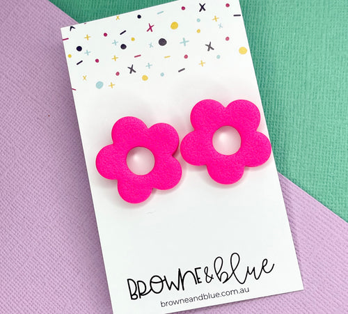 Neon Pink Bloom Studs