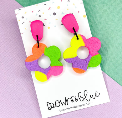 Neon Bloom Clay Dangles