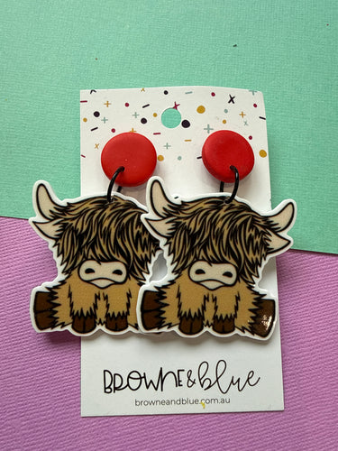 Highland Cow Acrylic Dangles
