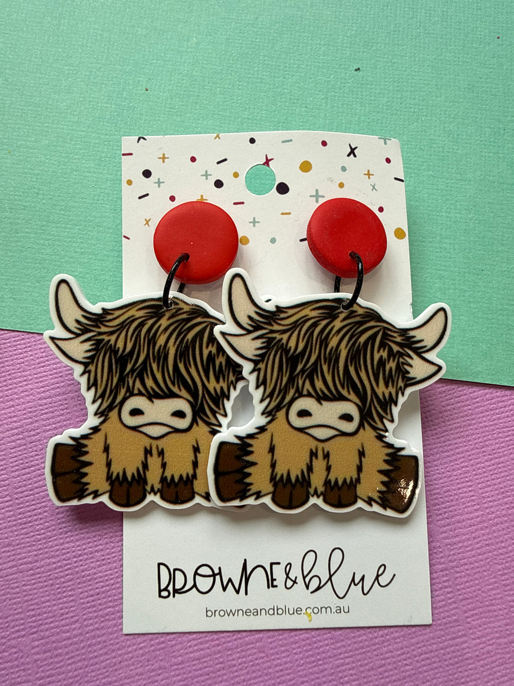 Highland Cow Acrylic Dangles