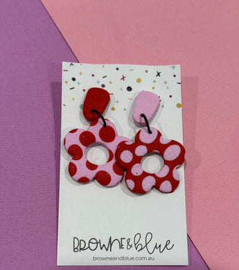 Red/Pink Bloom Clay Dangles