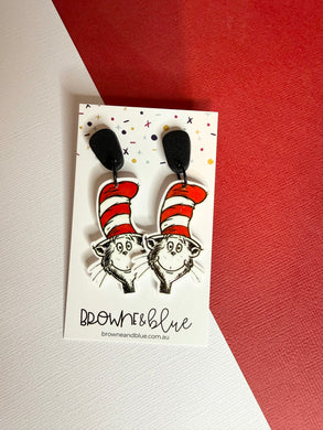 Cat in the Hat inspired Acrylic Dangles