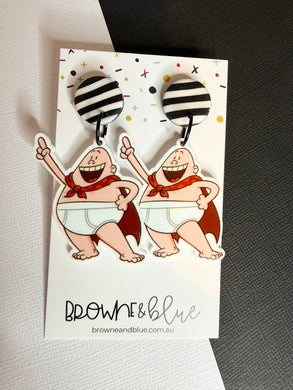 Superhero in Underpants Inspired Acrylic Dangles