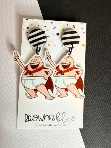 Superhero in Underpants Inspired Acrylic Dangles