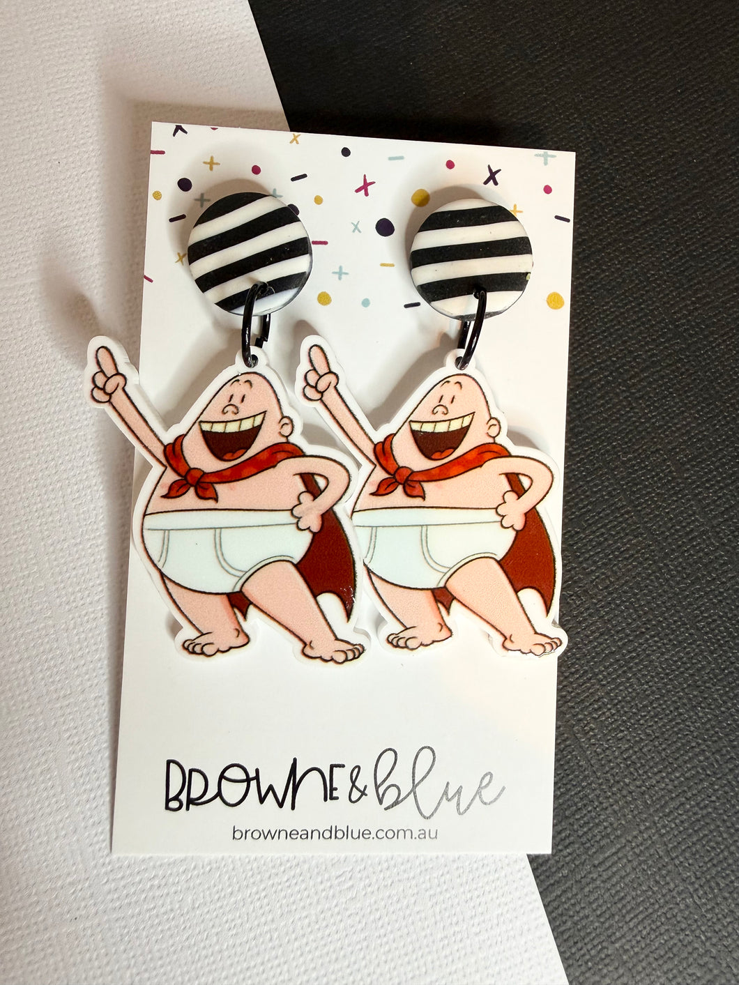 Superhero in Underpants Inspired Acrylic Dangles