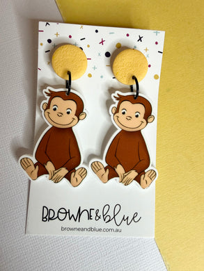 Curius Monkey Acrylic Dangles