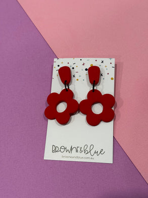 Red Bloom Clay Dangles