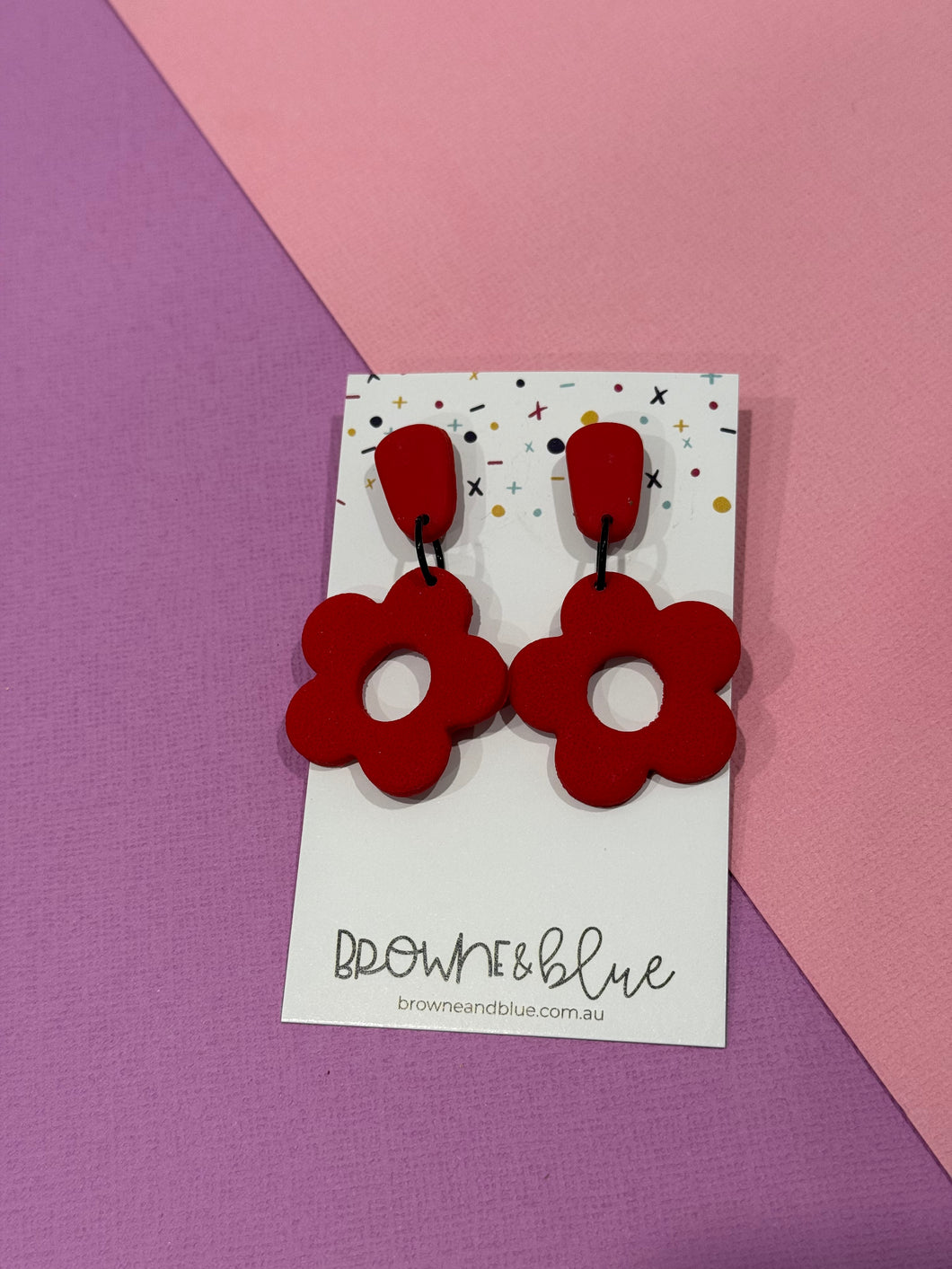 Red Bloom Clay Dangles