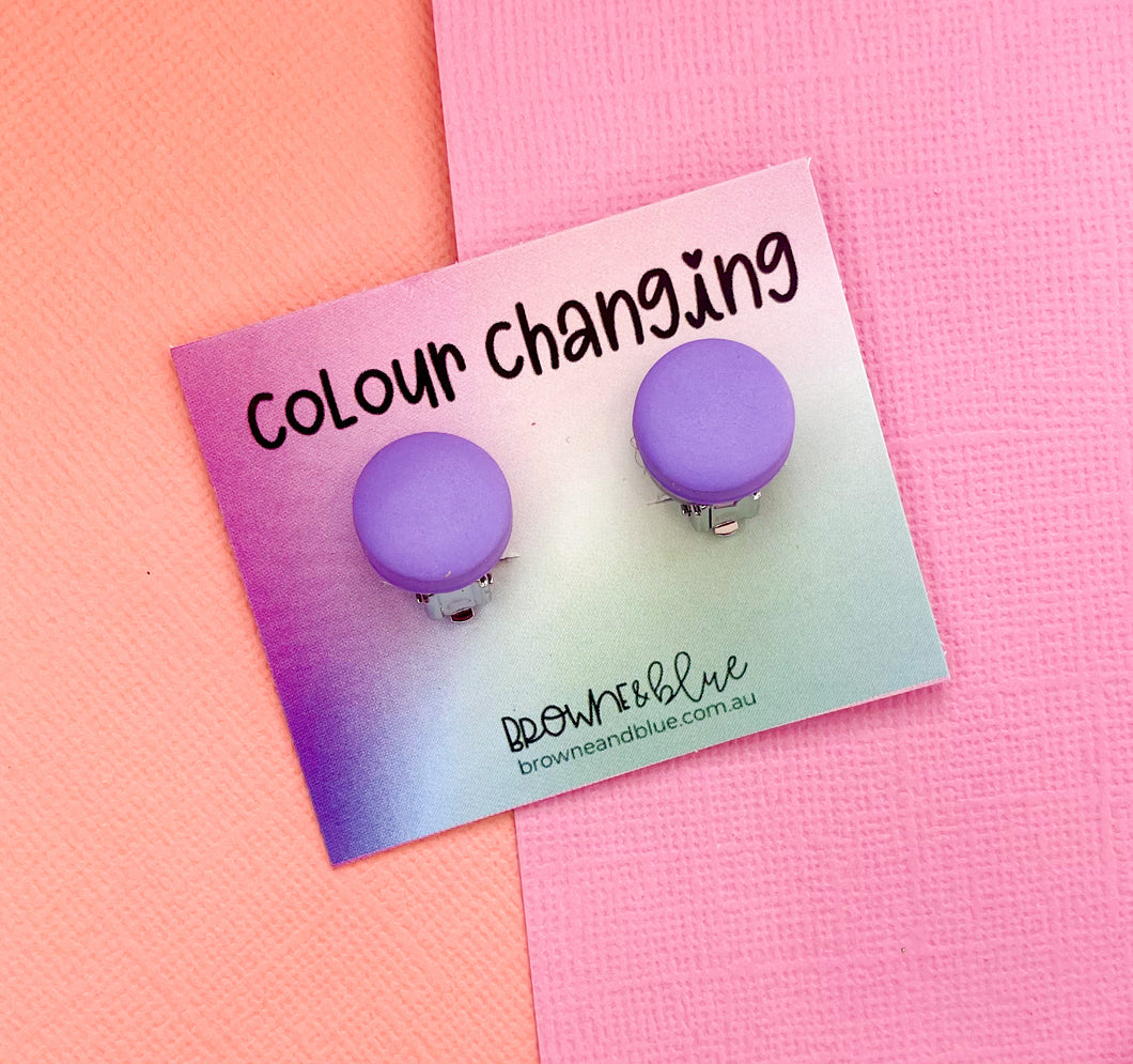 Colouring Changing Clip - On Studs (purple - pink)