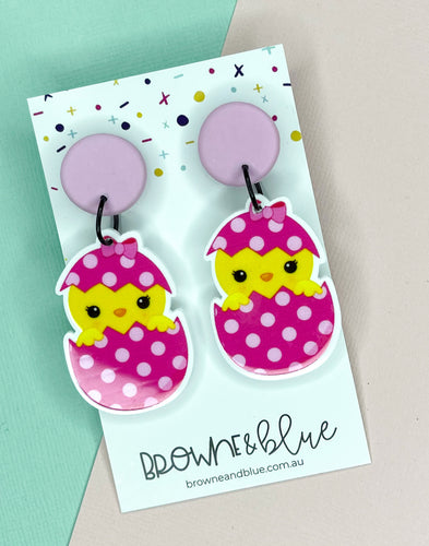 NEW EASTER Chick In Egg Dangles