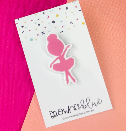 Pink Ballerina Acrylic Brooch