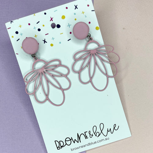 Blush Pink Detailed Dangles - Small Lotus Flower