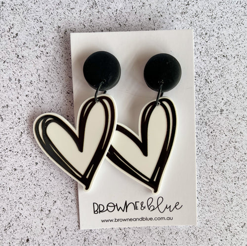Scribble Love Heart Dangles